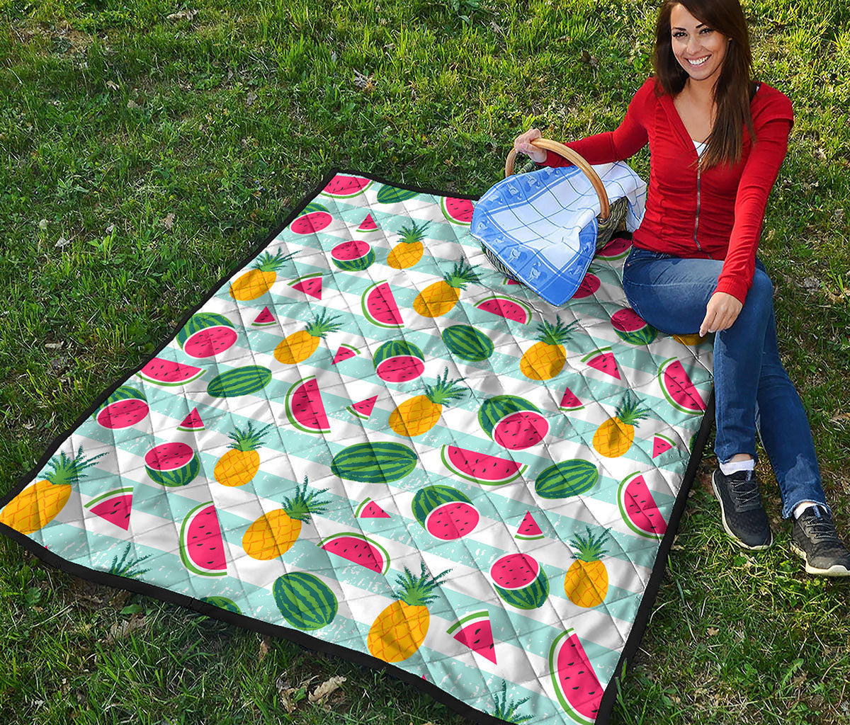 Cute Pineapple Watermelon Pattern Print Quilt
