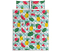 Cute Pineapple Watermelon Pattern Print Quilt Bed Set