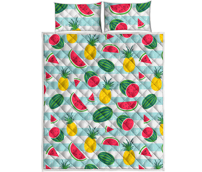 Cute Pineapple Watermelon Pattern Print Quilt Bed Set
