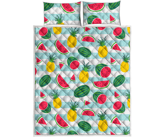 Cute Pineapple Watermelon Pattern Print Quilt Bed Set