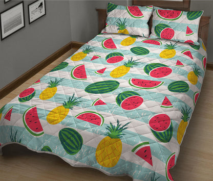 Cute Pineapple Watermelon Pattern Print Quilt Bed Set