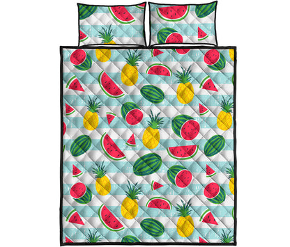 Cute Pineapple Watermelon Pattern Print Quilt Bed Set