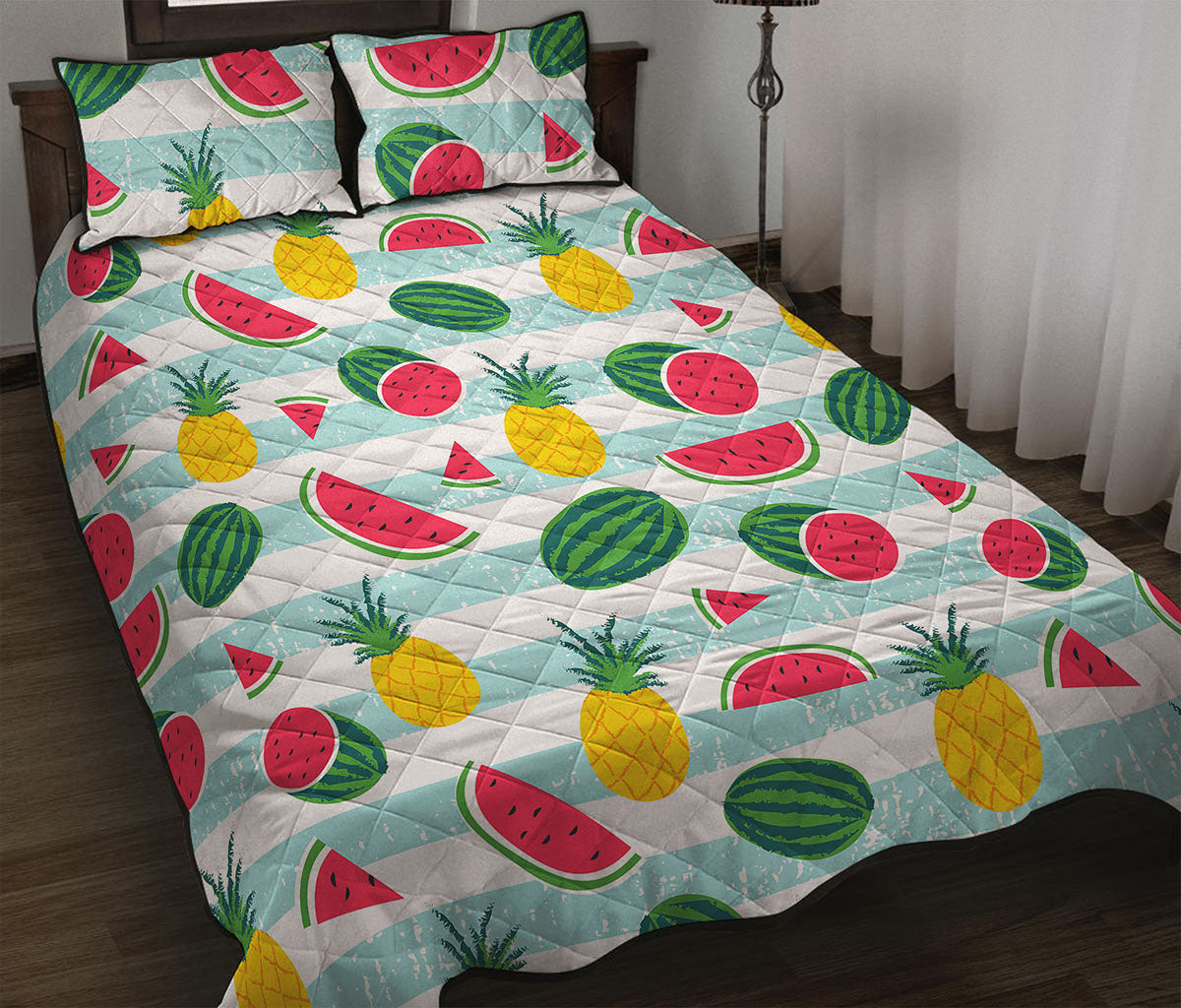 Cute Pineapple Watermelon Pattern Print Quilt Bed Set