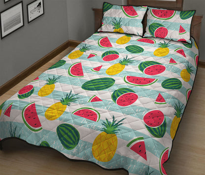 Cute Pineapple Watermelon Pattern Print Quilt Bed Set