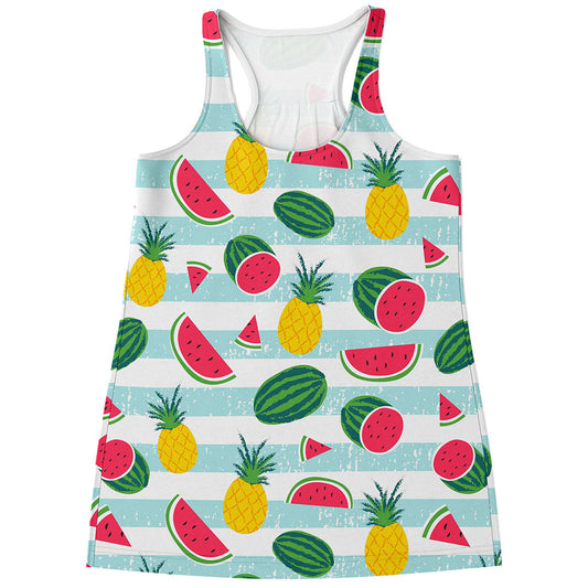 Cute Pineapple Watermelon Pattern Print Women's Racerback Tank Top