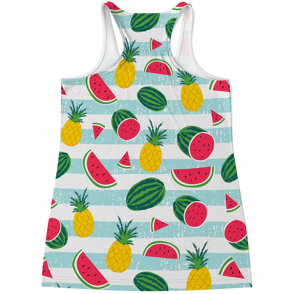 Cute Pineapple Watermelon Pattern Print Women's Racerback Tank Top
