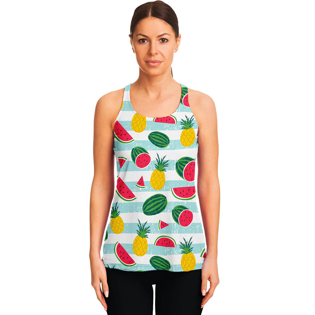 Cute Pineapple Watermelon Pattern Print Women's Racerback Tank Top