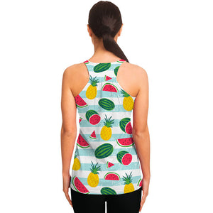 Cute Pineapple Watermelon Pattern Print Women's Racerback Tank Top