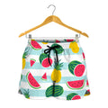 Cute Pineapple Watermelon Pattern Print Women's Shorts