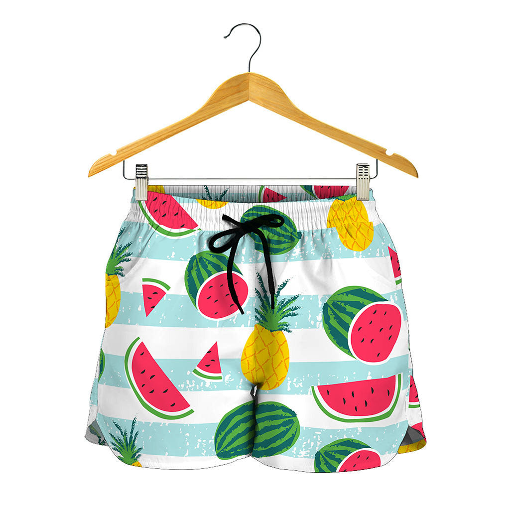 Cute Pineapple Watermelon Pattern Print Women's Shorts