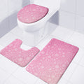 Cute Pink Breast Cancer Pattern Print 3 Piece Bath Mat Set