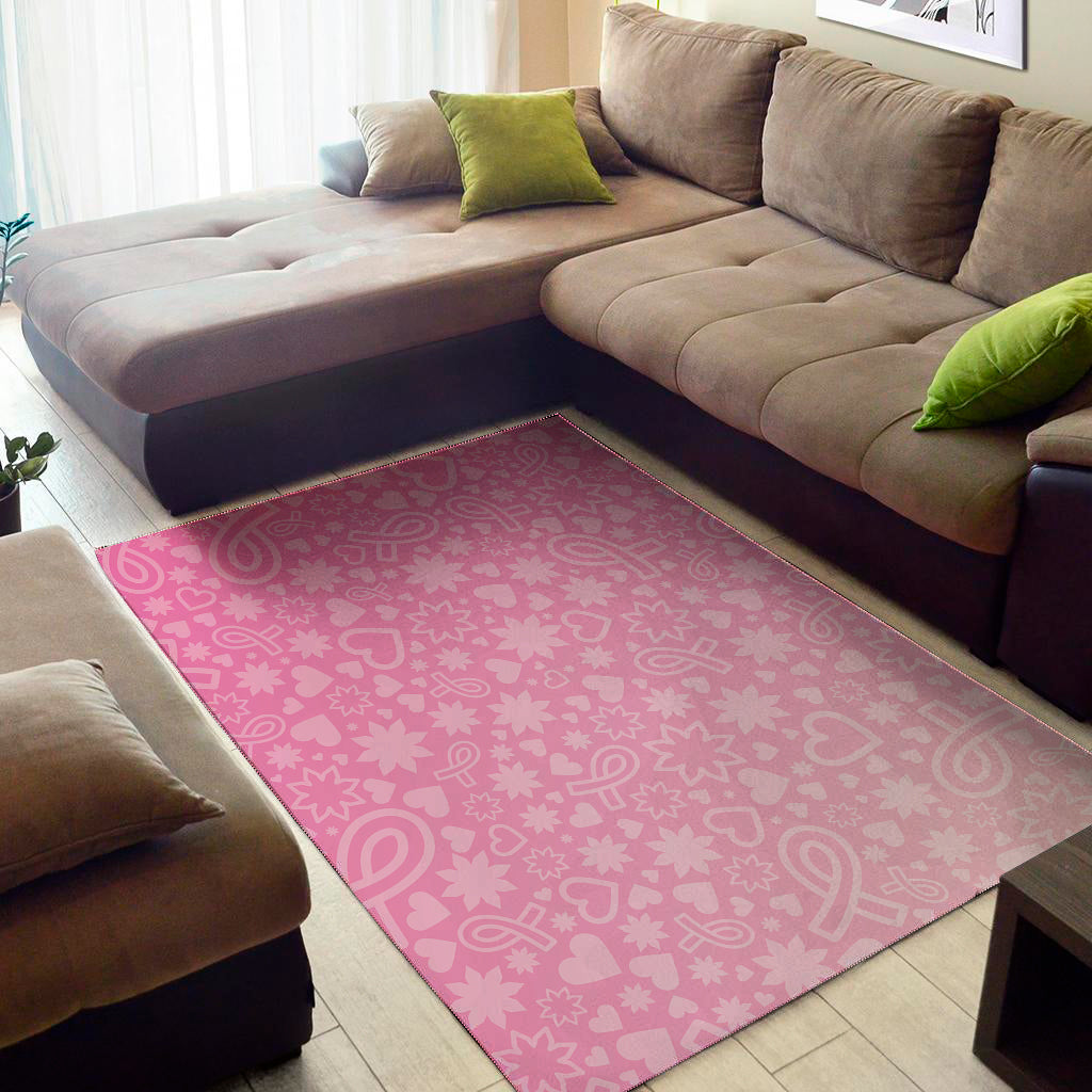 Cute Pink Breast Cancer Pattern Print Area Rug