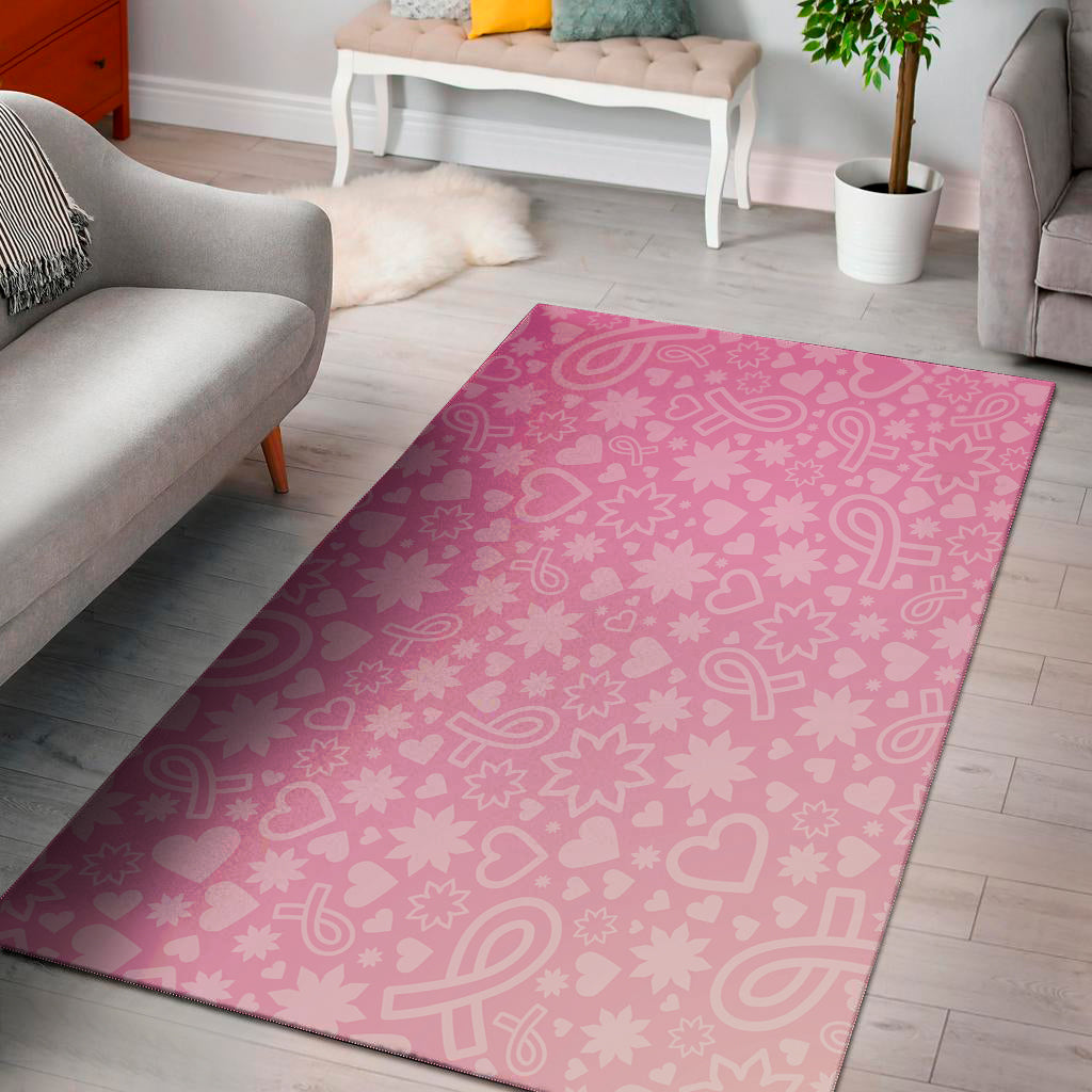 Cute Pink Breast Cancer Pattern Print Area Rug