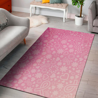 Cute Pink Breast Cancer Pattern Print Area Rug