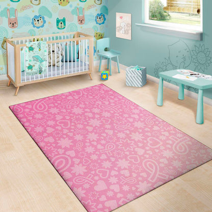 Cute Pink Breast Cancer Pattern Print Area Rug