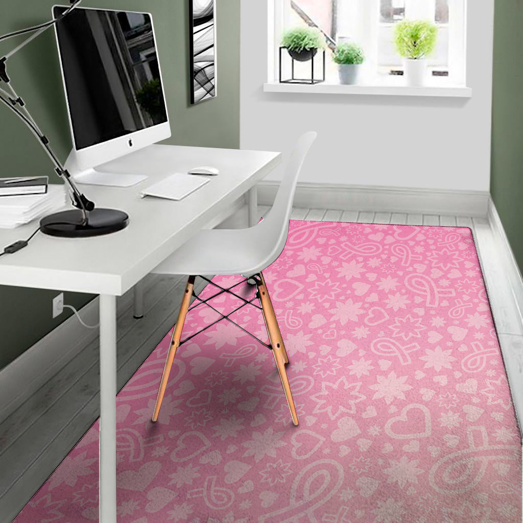 Cute Pink Breast Cancer Pattern Print Area Rug