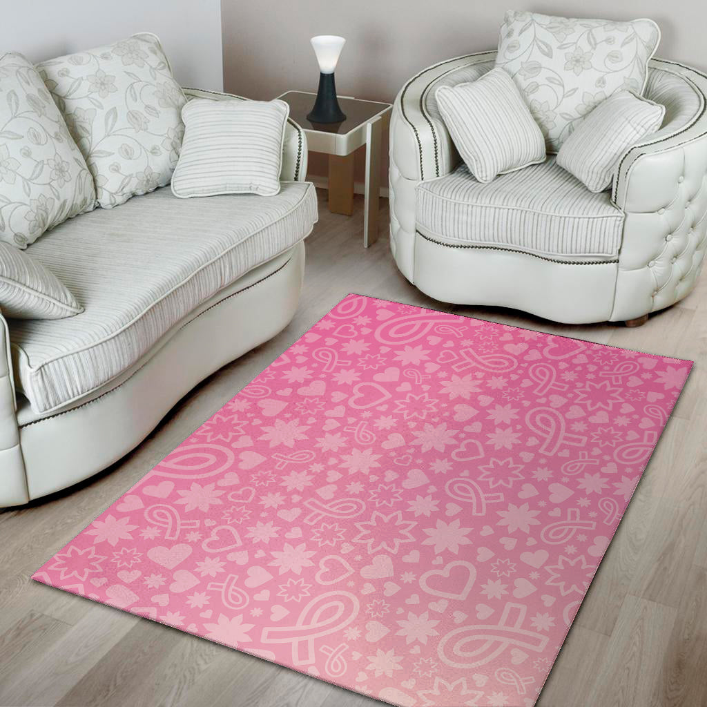 Cute Pink Breast Cancer Pattern Print Area Rug