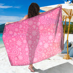 Cute Pink Breast Cancer Pattern Print Beach Sarong Wrap