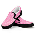 Cute Pink Breast Cancer Pattern Print Black Slip On Sneakers