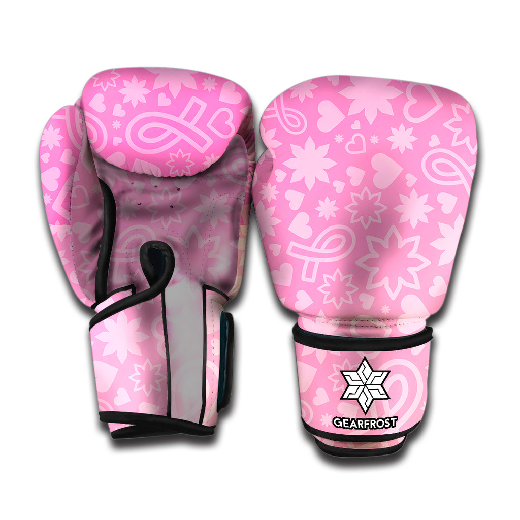 Cute Pink Breast Cancer Pattern Print Boxing Gloves