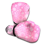 Cute Pink Breast Cancer Pattern Print Boxing Gloves