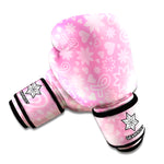 Cute Pink Breast Cancer Pattern Print Boxing Gloves