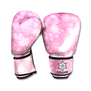 Cute Pink Breast Cancer Pattern Print Boxing Gloves