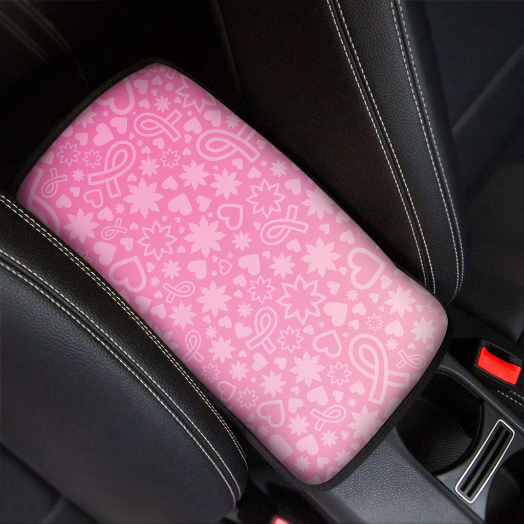 Cute Pink Breast Cancer Pattern Print Car Center Console Cover