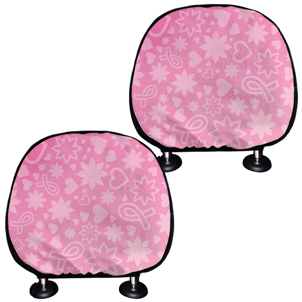 Cute Pink Breast Cancer Pattern Print Car Headrest Covers