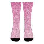 Cute Pink Breast Cancer Pattern Print Crew Socks