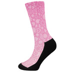 Cute Pink Breast Cancer Pattern Print Crew Socks