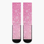 Cute Pink Breast Cancer Pattern Print Crew Socks