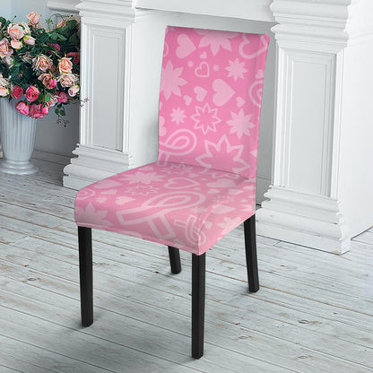 Cute Pink Breast Cancer Pattern Print Dining Chair Slipcover