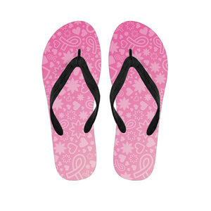 Cute Pink Breast Cancer Pattern Print Flip Flops