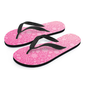 Cute Pink Breast Cancer Pattern Print Flip Flops