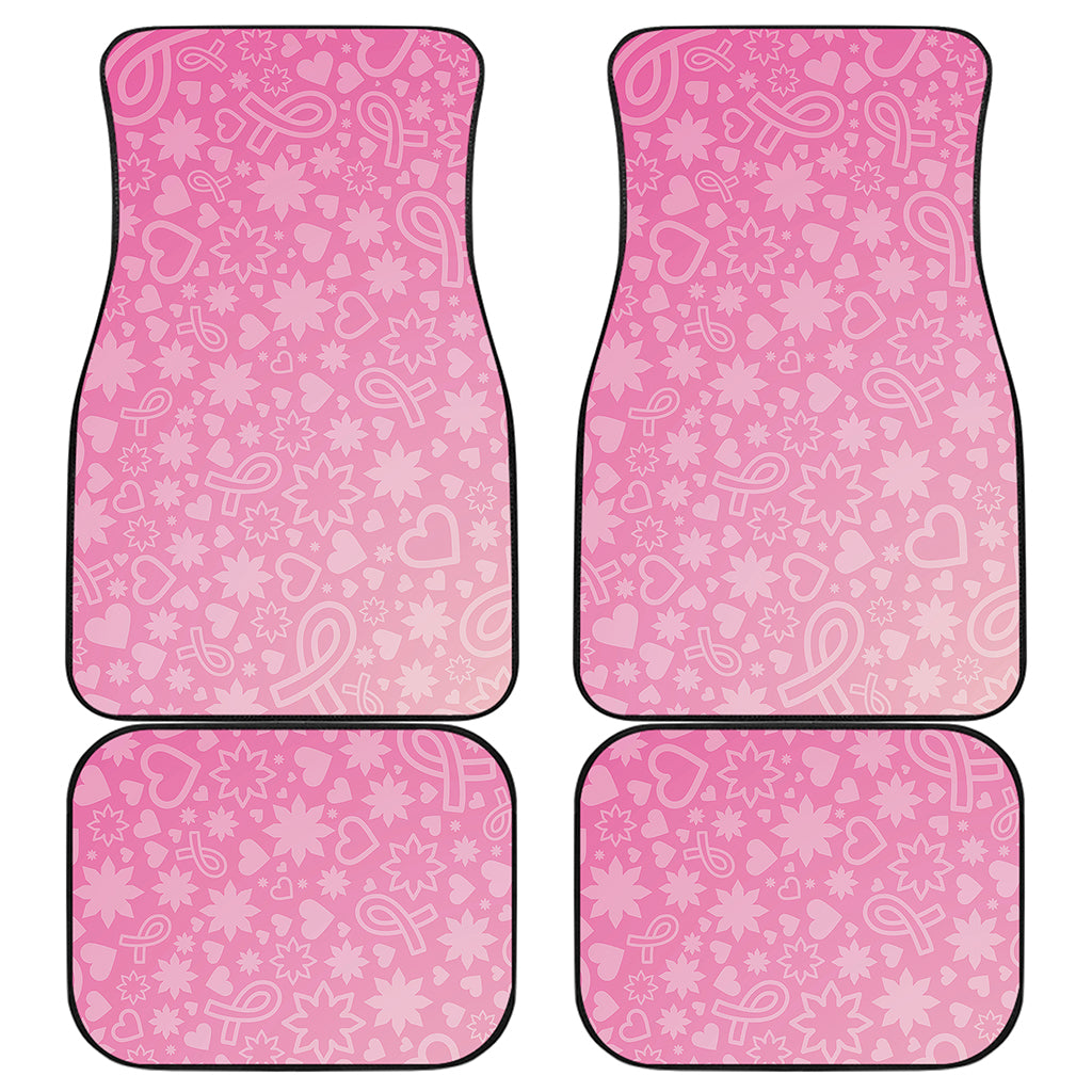 Cute Pink Breast Cancer Pattern Print Front and Back Car Floor Mats