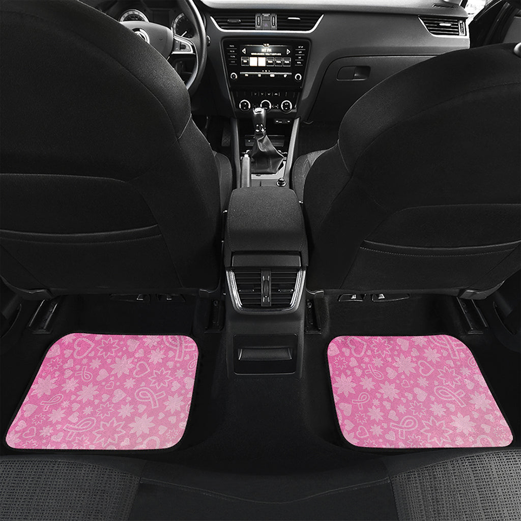 Cute Pink Breast Cancer Pattern Print Front and Back Car Floor Mats