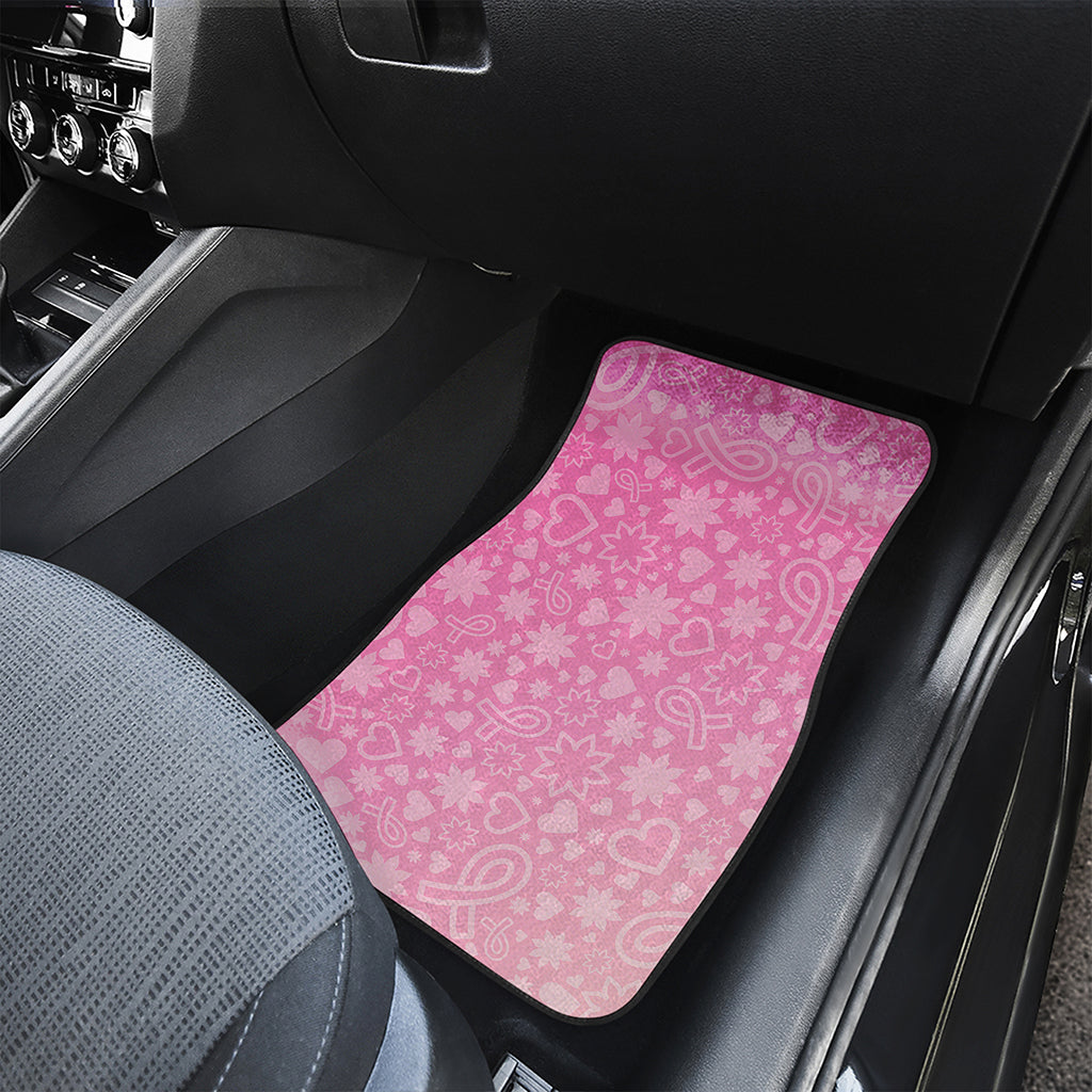 Cute Pink Breast Cancer Pattern Print Front and Back Car Floor Mats