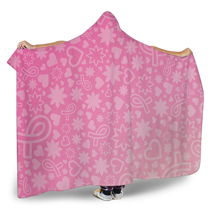 Cute Pink Breast Cancer Pattern Print Hooded Blanket