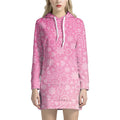 Cute Pink Breast Cancer Pattern Print Pullover Hoodie Dress