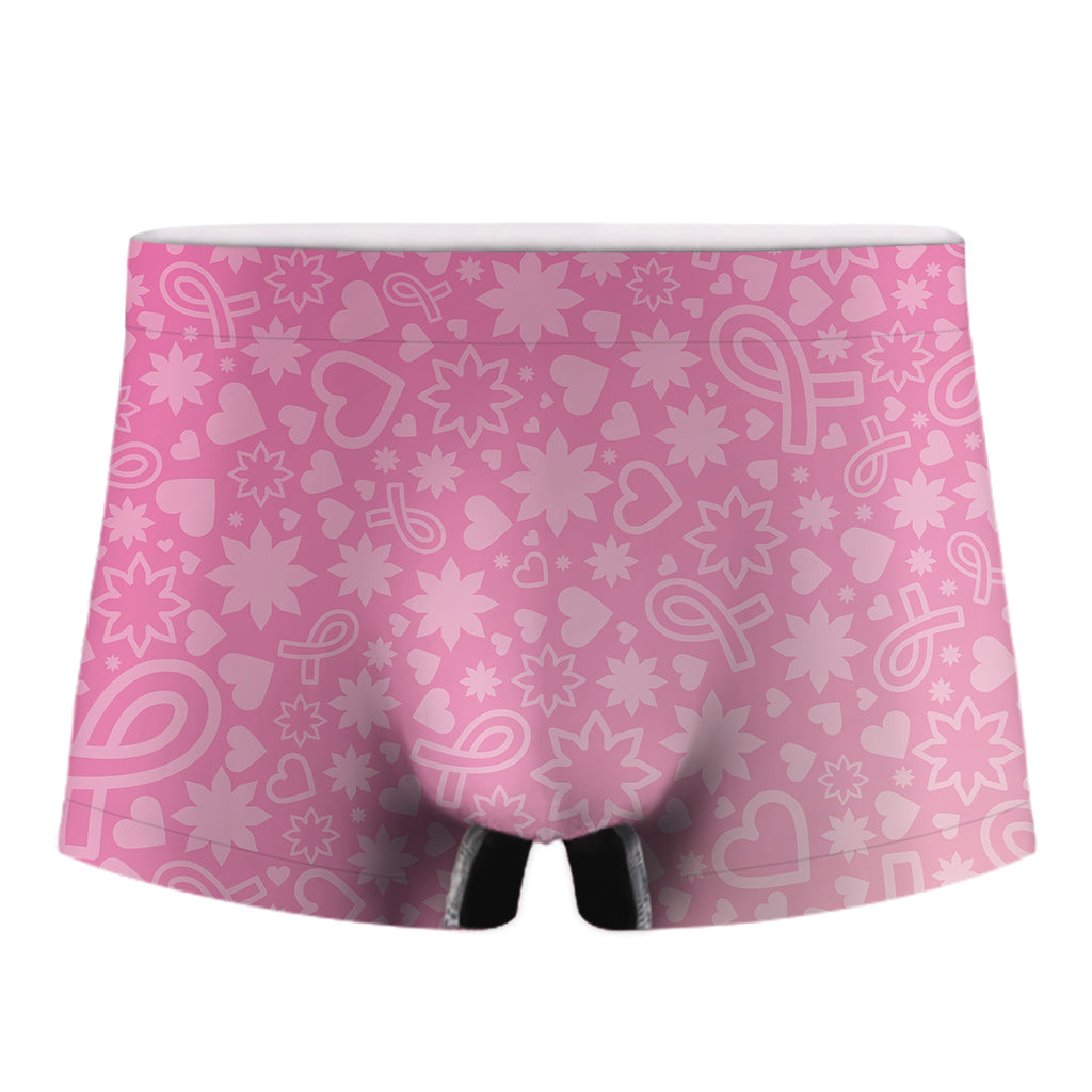 Cute Pink Breast Cancer Pattern Print Men's Boxer Briefs
