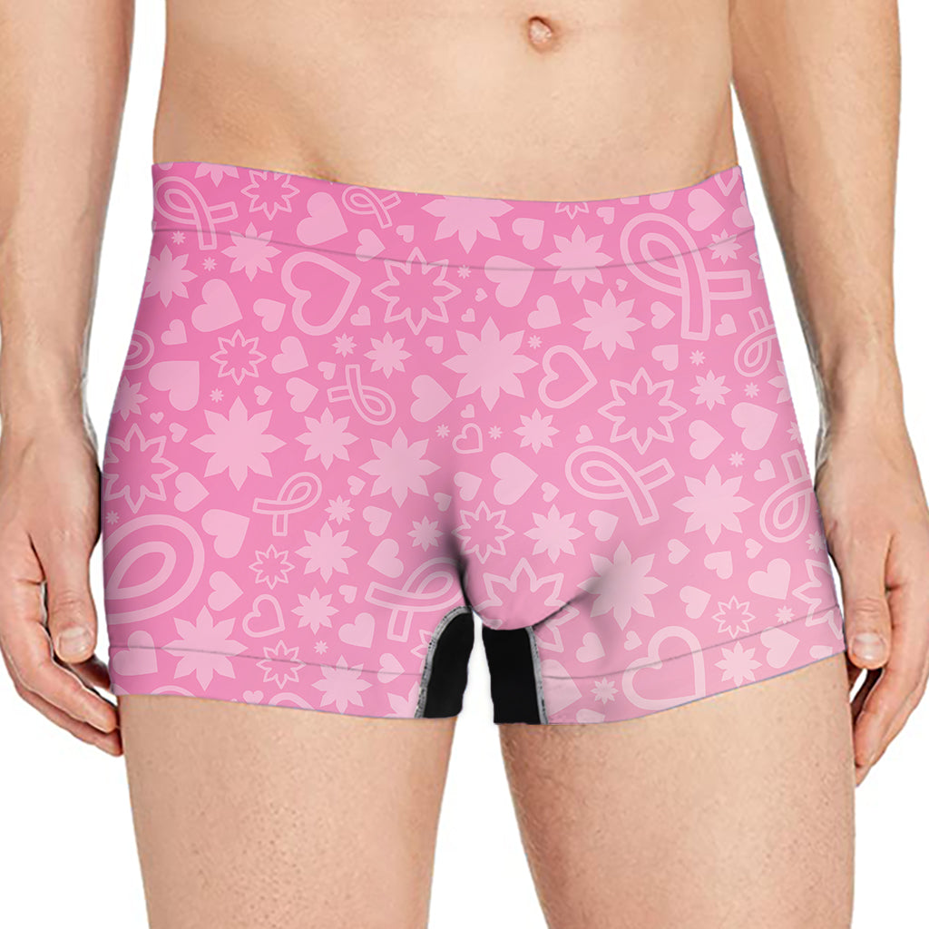 Cute Pink Breast Cancer Pattern Print Men's Boxer Briefs