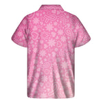 Cute Pink Breast Cancer Pattern Print Men's Short Sleeve Shirt
