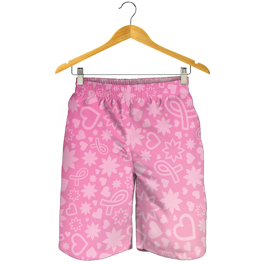 Cute Pink Breast Cancer Pattern Print Men's Shorts