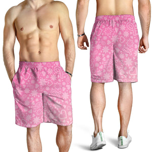 Cute Pink Breast Cancer Pattern Print Men's Shorts