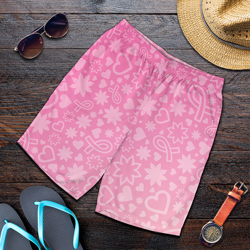 Cute Pink Breast Cancer Pattern Print Men's Shorts