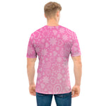Cute Pink Breast Cancer Pattern Print Men's T-Shirt
