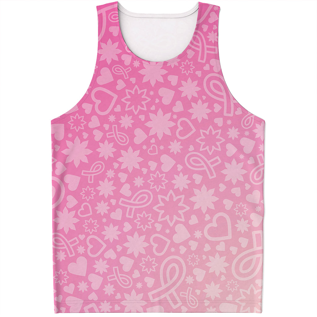 Cute Pink Breast Cancer Pattern Print Men's Tank Top
