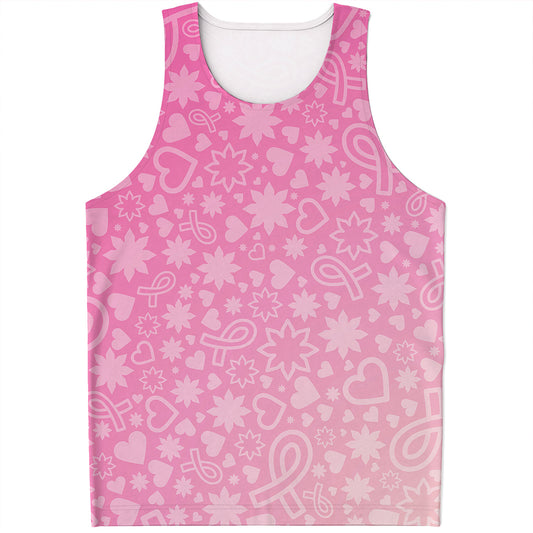 Cute Pink Breast Cancer Pattern Print Men's Tank Top