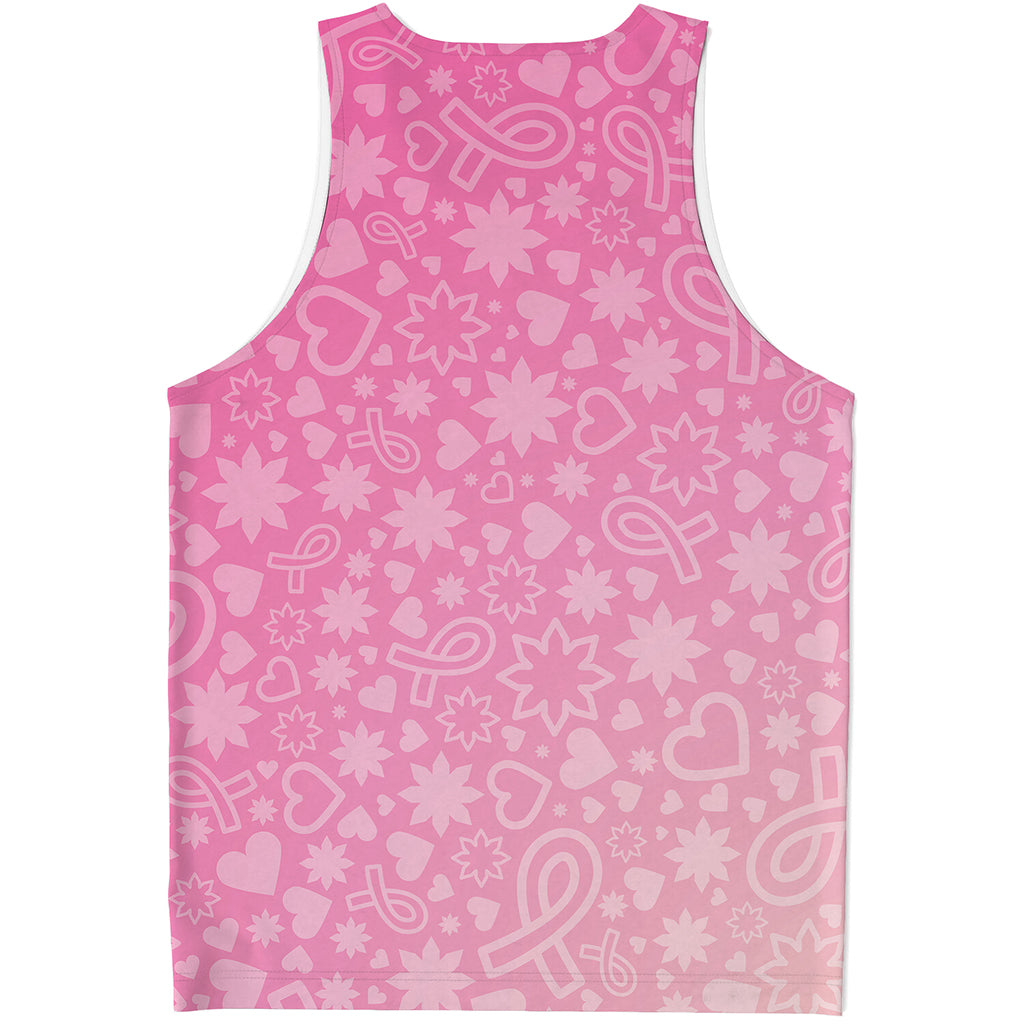 Cute Pink Breast Cancer Pattern Print Men's Tank Top